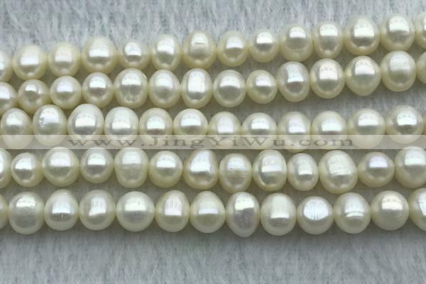 FWP59 15 inches 6mm - 7mm potato white freshwater pearl strands