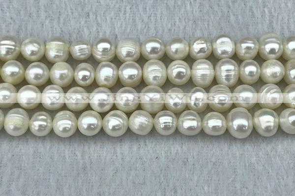 FWP66 15 inches 7mm - 8mm potato white freshwater pearl strands