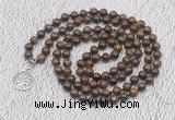 GMN1129 Hand-knotted 8mm, 10mm bronzite 108 beads mala necklaces with charm