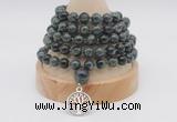 GMN1164 Hand-knotted 8mm, 10mm kambaba jasper 108 beads mala necklaces with charm