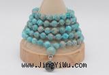 GMN1167 Hand-knotted 8mm, 10mm sea sediment jasper 108 beads mala necklaces with charm