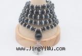 GMN1173 Hand-knotted 8mm, 10mm tibetan agate 108 beads mala necklaces with charm