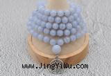 GMN1214 Hand-knotted 8mm, 10mm blue lace agate 108 beads mala necklaces with charm