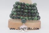GMN1276 Hand-knotted 8mm, 10mm ruby zoisite 108 beads mala necklaces with charm