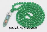 GMN1505 Hand-knotted 8mm candy jade 108 beads mala necklace with pendant