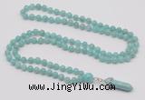 GMN1626 Hand-knotted 6mm amazonite 108 beads mala necklace with pendant