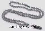 GMN1629 Hand-knotted 6mm labradorite 108 beads mala necklace with pendant