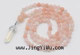 GMN1636 Hand-knotted 6mm pink aventurine 108 beads mala necklace with pendant