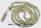 GMN1649 Hand-knotted 6mm China jade 108 beads mala necklaces with pendant