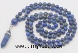 GMN1668 Hand-knotted 6mm lapis lazuli 108 beads mala necklaces with pendant