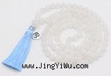 GMN1842 Hand-knotted 8mm candy jade 108 beads mala necklace with tassel & charm