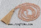 GMN217 Hand-knotted 6mm moonstone 108 beads mala necklaces with tassel