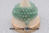 GMN2202 Hand-knotted 8mm, 10mm matte green aventurine 108 beads mala necklace with charm
