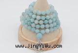 GMN2204 Hand-knotted 8mm, 10mm matte amazonite 108 beads mala necklace with charm
