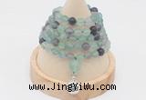 GMN2205 Hand-knotted 8mm, 10mm matte fluorite 108 beads mala necklace with charm