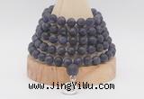 GMN2220 Hand-knotted 8mm, 10mm matte amethyst 108 beads mala necklace with charm