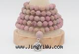 GMN2224 Hand-knotted 8mm, 10mm matte pink wooden jasper108 beads mala necklace with charm