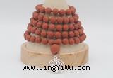 GMN2225 Hand-knotted 8mm, 10mm matte red jasper108 beads mala necklace with charm