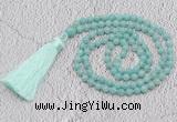 GMN233 Hand-knotted 6mm amazonite 108 beads mala necklaces with tassel