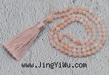 GMN235 Hand-knotted 6mm pink aventurine 108 beads mala necklaces with tassel
