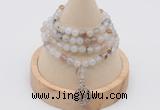 GMN2401 Hand-knotted 6mm montana agate 108 beads mala necklace with charm