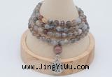 GMN2402 Hand-knotted 6mm Botswana agate 108 beads mala necklace with charm