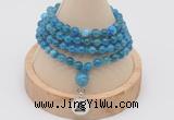 GMN2434 Hand-knotted 6mm apatite 108 beads mala necklace with charm