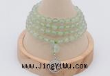 GMN2436 Hand-knotted 6mm prehnite 108 beads mala necklace with charm