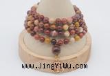 GMN2442 Hand-knotted 6mm mookaite 108 beads mala necklace with charm