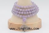 GMN2445 Hand-knotted 6mm lavender amethyst 108 beads mala necklaces with charm