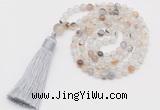 GMN249 Hand-knotted 6mm montana agate 108 beads mala necklaces with tassel