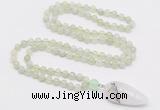 GMN4017 Hand-knotted 8mm, 10mm New jade 108 beads mala necklace with pendant