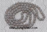 GMN404 Hand-knotted 8mm, 10mm grey agate 108 beads mala necklaces