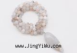 GMN4061 Hand-knotted 8mm, 10mm montana agate 108 beads mala necklace with pendant