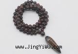GMN4076 Hand-knotted 8mm, 10mm brecciated jasper 108 beads mala necklace with pendant