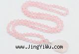 GMN4400 Hand-knotted 8mm, 10mm matte rose quartz 108 beads mala necklace with pendant
