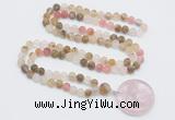 GMN4401 Hand-knotted 8mm, 10mm matte volcano cherry quartz 108 beads mala necklace with pendant
