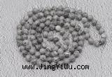 GMN447 Hand-knotted 8mm, 10mm grey picture jasper 108 beads mala necklaces