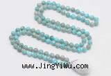 GMN4872 Hand-knotted 8mm, 10mm sea sediment jasper 108 beads mala necklace with pendant