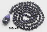 GMN4885 Hand-knotted 8mm, 10mm purple tiger eye 108 beads mala necklace with pendant