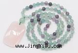 GMN5113 Hand-knotted 8mm, 10mm matte fluorite 108 beads mala necklace with pendant