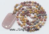 GMN5138 Hand-knotted 8mm, 10mm matte mookaite 108 beads mala necklace with pendant