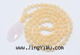 GMN5160 Hand-knotted 8mm, 10mm honey jade 108 beads mala necklace with pendant