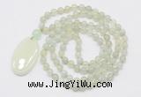 GMN5161 Hand-knotted 8mm, 10mm New jade 108 beads mala necklace with pendant