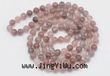 GMN521 Hand-knotted 8mm, 10mm purple strawberry quartz 108 beads mala necklaces