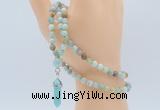 GMN5910 Hand-knotted 6mm matte amazonite 108 beads mala necklaces with pendant