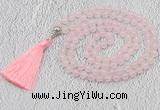 GMN600 Hand-knotted 8mm, 10mm rose quartz 108 beads mala necklaces with tassel