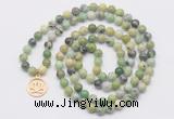 GMN6029 Knotted 8mm, 10mm Australia chrysoprase 108 beads mala necklace with charm