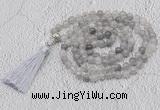 GMN627 Hand-knotted 8mm, 10mm cloudy quartz 108 beads mala necklaces with tassel