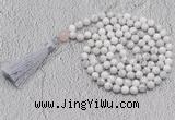 GMN657 Hand-knotted 8mm, 10mm white howlite 108 beads mala necklaces with tassel
